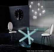 1 x REFLEX 'TRANSEO 72 CRAQUELE' Designer Glass 4-Legged Table Base - Unused Crated Stock