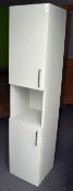 1 x Tall 2-Door Vertical Wooden Bathroom Cabinet In Pale Sage Green - Ex-Display Showroom Piece