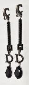 Pair Of Vintage DIOR Clip-on Black Crystal Encrusted Earrings - Ref: CNT777/WH2/C23