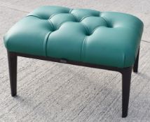 1 x POLTRONA FRAU 'Glenn' Soft Leather Upholstered Footstool In Green/Wenge - Original Price £1,488