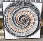 1 x Contempoaray Wall Art with Handfinished Spiral Detail and Bespoke Wooden Frame - Recently