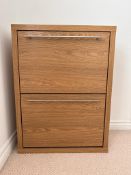 1 x Shoe Cabinet With Oak Veneer And Brushed Chrome Handles - Ref: GRG039 / WH2 / BOX- CL870 -