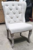 1 x HOUSE OF SPARKLES Luxury Vintage-style Studded Button-Back Wing Back Chair, in Cream Linen
