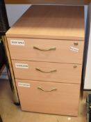 1 x Three Drawer Pedestal With Contents