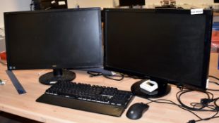 2 x 24 Inch LCD Monitors With a Gamemax Mechanical RGB Keyboard and Mouse - Includes Power