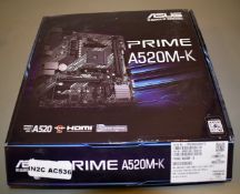 1 x Asus Prime A520M-K Motherboard For AM4 Ryzen Processors - Boxed With Accessories