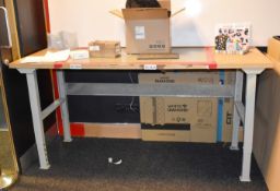 1 x Adjustable Height Workbench With Metal Frame, Adjustable Legs, Wooden Top and Anti Static
