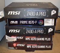 5 x Assorted Ryzen and Intel Motherboard With Original Boxes - Includes Accessories