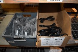 28 x Kettle Power Cables - Includes UK & EU Plugs - New in Packets