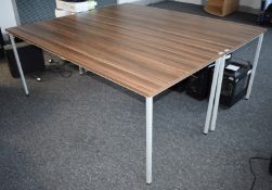 1 x Contemporary Office Table With Walnut Finish and White Mental Base - Size: H72 x W180 x D80