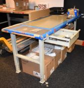 1 x Adjustable Height Workbench With Metal Frame, Drawer, Adjustable Legs, Wooden Top and Anti