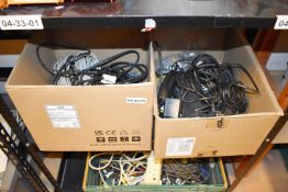 3 x Boxes of Various Cables - Includes Power Supplies, Extension, Power Leads, Large Network