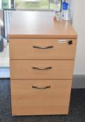 1 x Office Drawer Pedestal With Beech Finish and Key - Ref: AC270 1FMO - CL646 - Location: