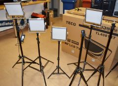 4 x Neewer Wireless NL480 and 2 x Samtian M100 Video Camera Lights Plus Extra Tripods, Backdrops