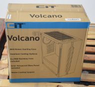 1 x CIT Volcano Mid Tower Gaming Case With Tempered Glass Side Panel and 4 x RGB Rainbow Cooling
