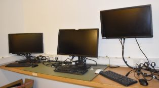 3 x Dell LCD 1440p Monitors - Includes 27 and 24 Inch Screens Plus 3 x Keyboard and Mice Sets