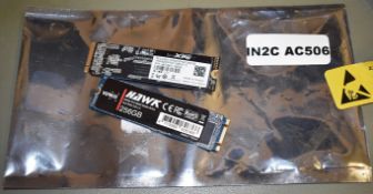 2 x 256gb M.2 SSD Hard Drives - Previously Used For Testing Purposes