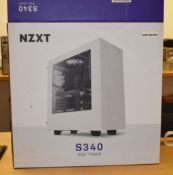 1 x NZXT S340 Mid Tower PC Gaming Case - White Finish With Side Window and Fans
