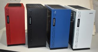 4 x GameMax Computer Cases in Red, Black, Blue and White