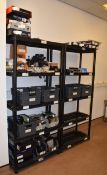 3 x Plastic Four Tier Shelf Units - Contents Not Included