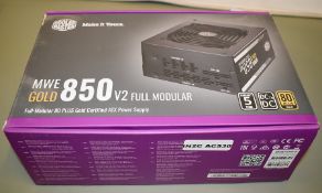 1 x Coolermaster QMWE Gold 850w V2 Fully Modular Power Supply - Boxed With Accessories