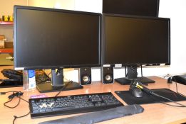 2 x Dell 24 Inch LCD Monitors Plus Logitech Speakers, Steelkeys Gaming Keyboard and Mouse