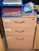 1 x Three Drawer Pedestal With Contents - Includes Blank DVD's, Attention Electrostatic Sensitive
