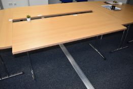 1 x Beech Office Table With Chrome Folding Legs - Size: H78 x W160 x D80 cms - Ref: AC282 1FMO -