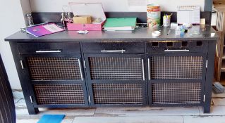 1 x Triple Door Sideboard Cabinet With Stone Top and Upstand - 240cm Width