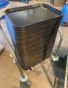 Approx 85 x Canteen Food Trays With Mobile Stand - Tray Size 46 x 36 cms
