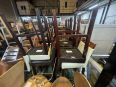 17 x Bar Stools Features Wooden Handle Back Rests - Brown and Beige Upholstery