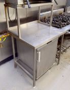 1 x Stainless Steel Prep Table With Overhead Shelf