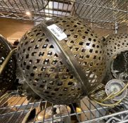 4 x Brass Coloured Perforated Ball Pendant Lights - Dimension: Dia 30 x H40 x Drop 100 cms Approx