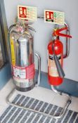 1 x Fire Extinguisher Station With Two Water and Carbon Dioxide Extinguishers