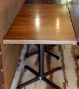 4 x Square Restaurant Tables With Light Brown Wooden Tops and Cast Iron Bases