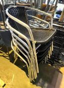 6 x Outdoor Commercial Chairs - Aluminium With Rattan Seats and Armrests