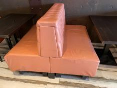 1 x Back to Back Seating Bench Featuring Studded Backs and a Salmon Leather Upholstery
