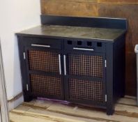 1 x Double Door Side Board Cabinet With Stone Top and Upstand - 120cm Width