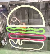 1 x Burger Neon Advertising Light - Dimensions: H89 x W75 cms