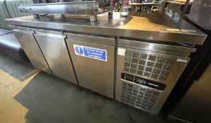 1 x Xenex Three Door Stainless Steel rigerated Prep Counter - Dimensions: H86 x W175 x D70