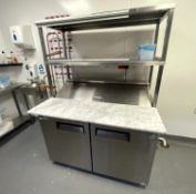 1 x Atosa Refrigerated Pizza Prep Fridge With Stone Counter, Pizza Topper Section and Shelves