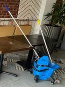 3 x Commercial Mop Buckets - Yellow, Blue and Red With Mops