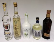 5 x Bottles of Open Assorted Spirits - All Near Full - Ref: WAS507/CR13 - CL866 - Location: