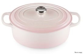 1 x LE CREUSET Signature Oval Enamelled Cast Iron Casserole Dish, in Shell Pink (29cm) - RRP £345.00