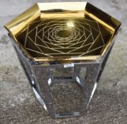 1 x Contemporary Designer Metal Table Featuring a Removable Tray Top with Geometric Rose Design,