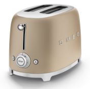 1 x SMEG 50'S Style 2-Slice Toaster In Matte Champagne - Boxed - RRP £189.95 - Ref: 6768942/HOC224/