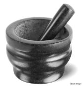 1 x COLE & MASON Granite Pestle & Mortar 18cm, Black - Unused Boxed Stock - Ref: HOC283 / WH2-HC03 -