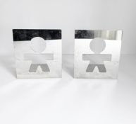 2 x ALESSI 'Girotondo' Designer Stainless Steel Book Ends - Made In Italy - Ref: GRG006 / WH2 / BOX1