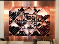 1 x Feature Wall Unit With a Copper Finish and Abstract Wine Bottle Shelves - Dimensions: H176 x