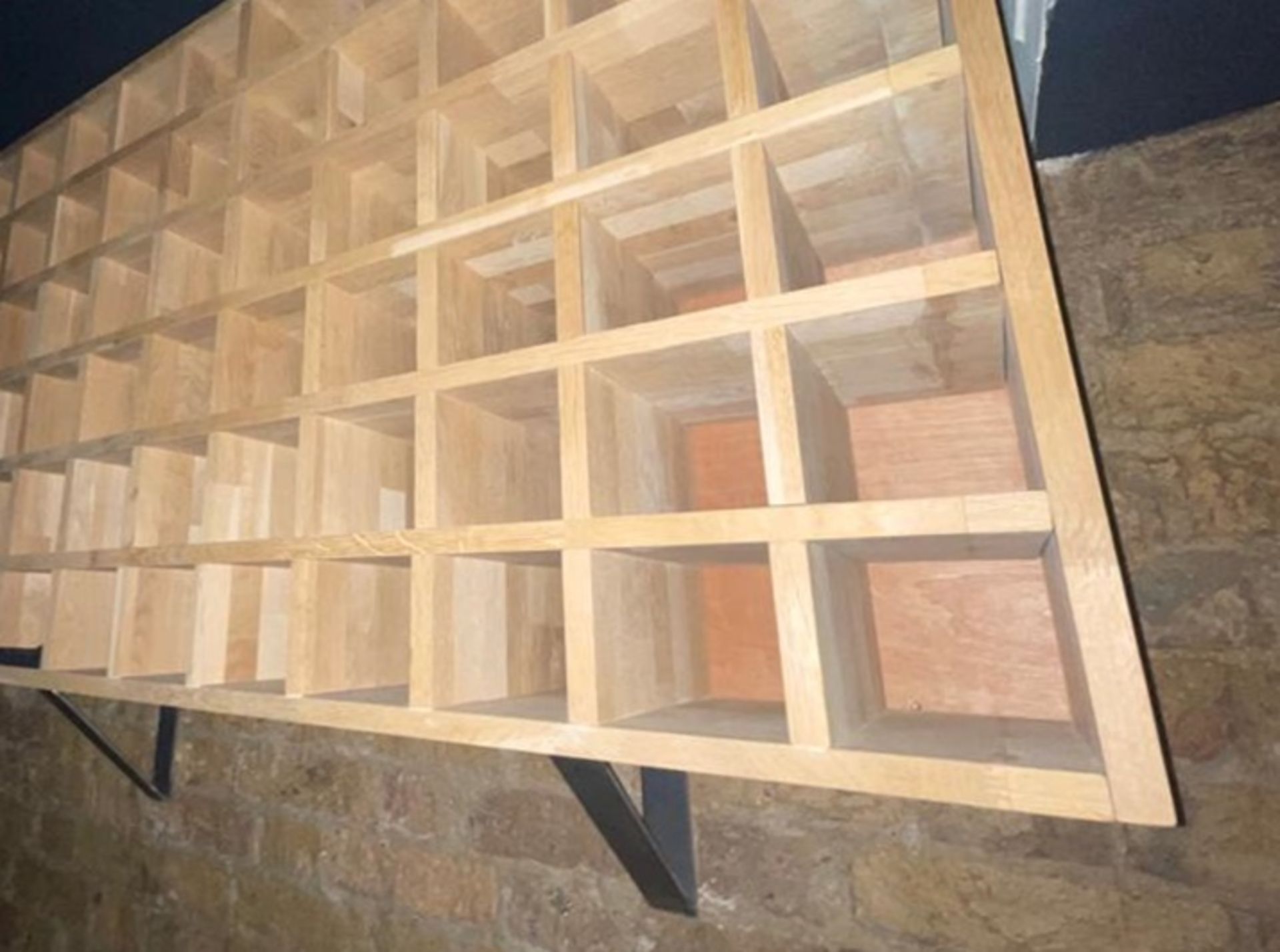 1 x Large Wall Mounted Solid Wood Wine Bottle Rack - Approx Capacity 192 Bottles - Dimensions: H82 x - Image 2 of 3